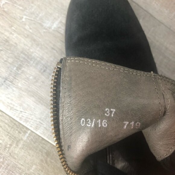 H London Black Suede Woven Ankle Boots Zipper size EU 37 US 6 - Picture 6 of 9